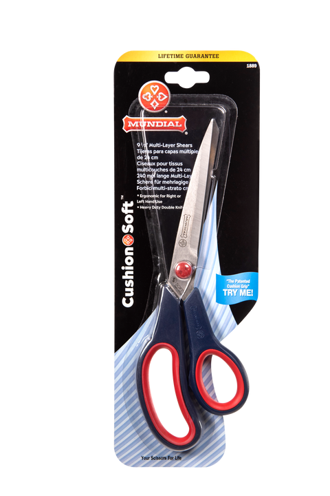Mundial 1889 Multi-Layer Shears Cushion Soft 9.5 inches Black & Red