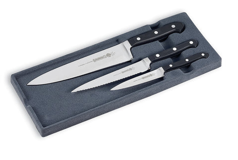 Mundial BP5000-3 Chef's, Utility Serrated and Paring Knives 3-Piece Starter Set Black