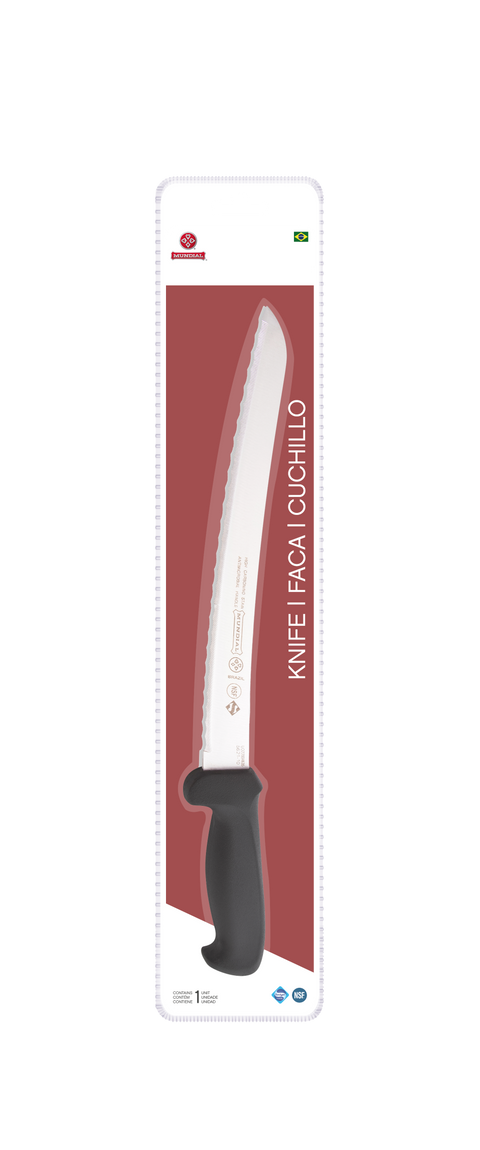 Mundial 5621-10E Bread Knife Curved Micro-Serrated 5600 Series 10 inches Black