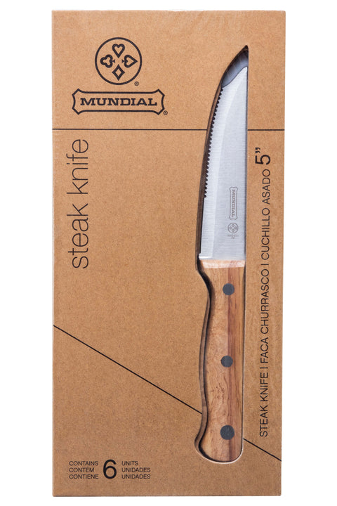 Mundial BBQ-011 Steak Knife Set With Wood Handle 5-inches 6 Piece