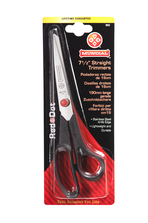 Mundial BP662 Straight Trimming Shears Red Dot 7.5 inches Black