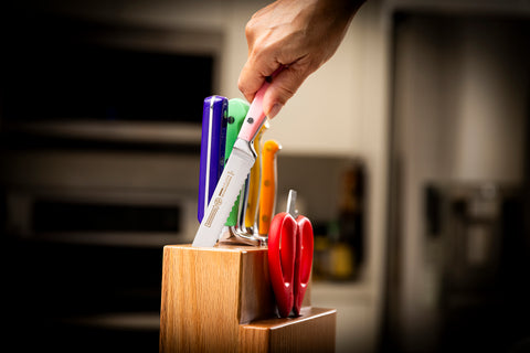 Mundial MC5100-8 Gift Knife Set With Wood Block Colors Series 8 Piece Full Tang Blade