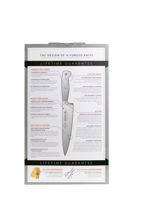 Mundial 4100-7 Knife Set With Wood Block Future Series 7-Piece Silver