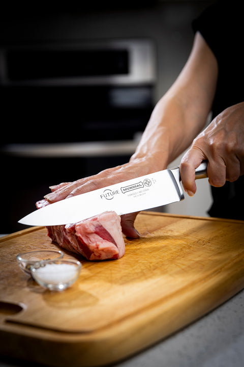 Mundial 4100-7 Knife Set With Wood Block Future Series 7-Piece Silver