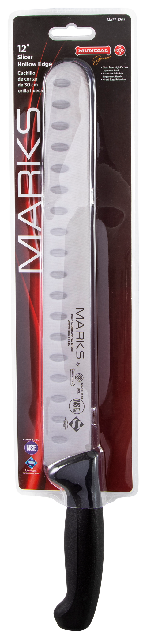 Mundial MA27-12GE Slicing Knife Granton Hollow Edge Marks Series 12 inches Black