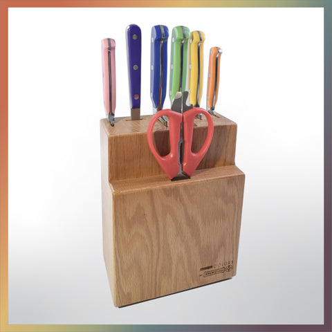Mundial MC5100-8 Gift Knife Set With Wood Block Colors Series 8 Piece Full Tang Blade
