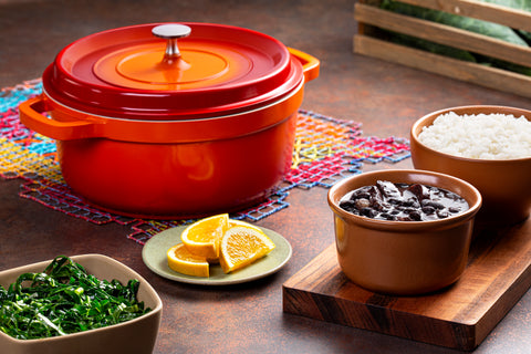 Mundial PA9000-24L Dutch Oven Pot With Lid & Handles 4 Qt. Cast Aluminum Orange