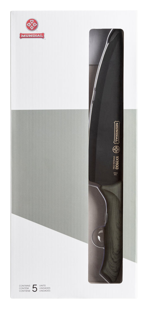 Mundial VX9900-5 Black Knife Set With Black Handle 5 Piece Plastic Blade Protectors