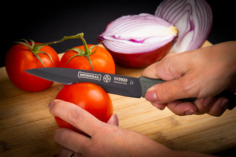 Mundial VX9900-5 Black Knife Set With Black Handle 5 Piece Plastic Blade Protectors
