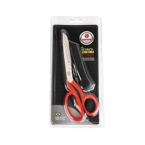 Mundial 270-8SR Bent Trimmers Serrated Scissors Industrial Forged 8 inches Red