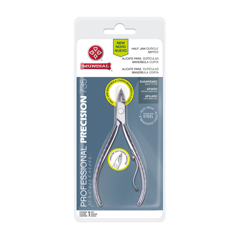 Mundial 735-PR Cuticle Nippers Professional Half Jaw Anti-slip Handles
