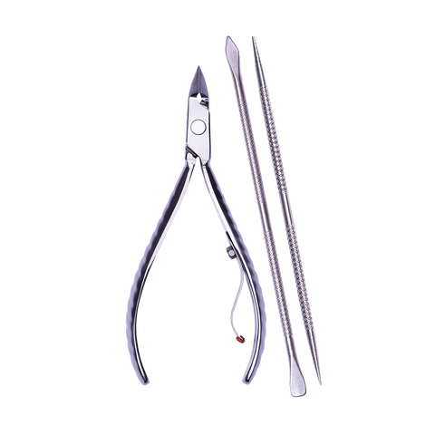 Mundial 778-EP Cuticle Nipper with Double Nail Spatula & Pusher 3 Piece Set
