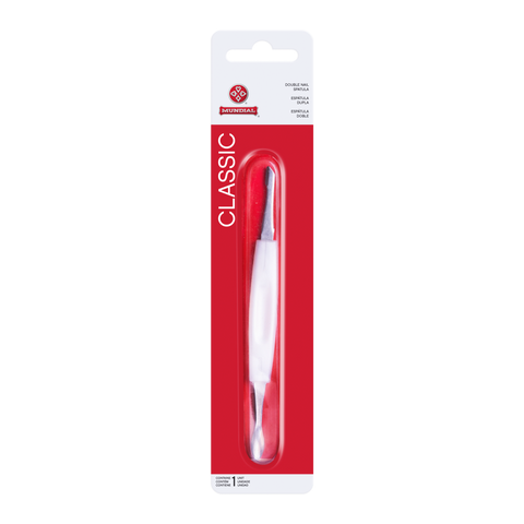 Mundial 100N Cuticle Pusher/Scraper Classic White