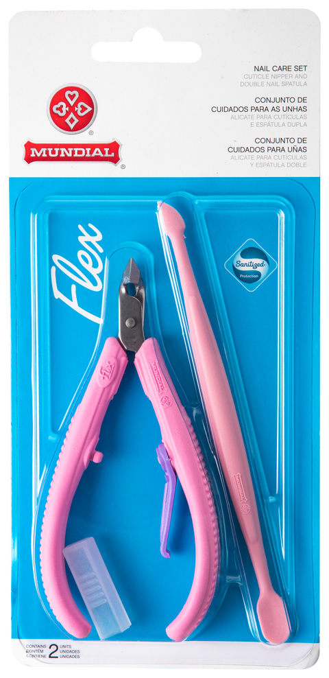 Mundial 168-FL Nail Care Kit Flex 2 Pieces Pink