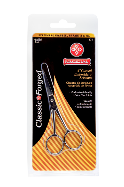 Mundial 171 Embroidery Scissors Curved Blade Classic Forged 4 inch Silver