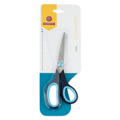 Mundial BP1860-1 Multi-Purpose Shears Micro-Serrated Edge Cushion Soft 8.5 inches Blue