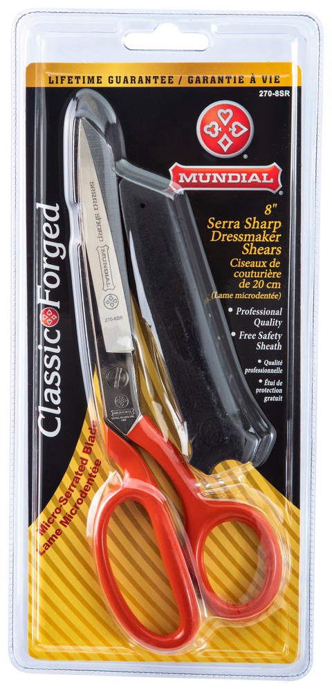 Mundial 270-8SR Bent Trimmers Serrated Scissors Industrial Forged 8 inches Red