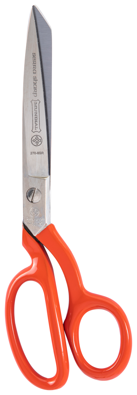 Mundial 270-8SR Bent Trimmers Serrated Scissors Industrial Forged 8 inches Red