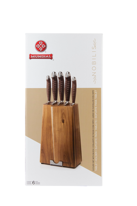 Mundial 3300-6 Knife Block Set With Wood Block Nobilis Series 6-Piece