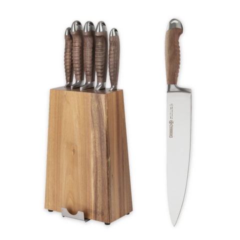 Mundial 3300-6 Knife Block Set With Wood Block Nobilis Series 6-Piece