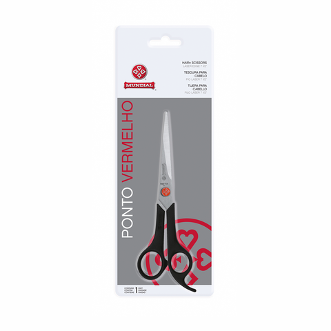Mundial BP663-7 Hair Scissor Razor Edge Red 7.5 inches Black