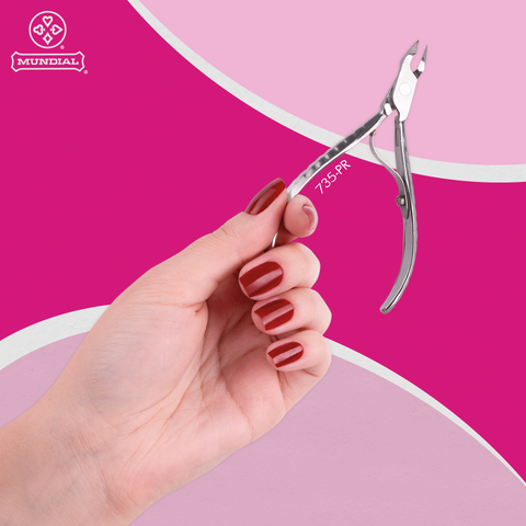 Mundial 735-PR Cuticle Nippers Professional Half Jaw Anti-slip Handles