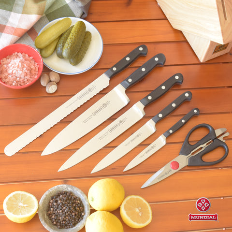 Mundial K5100-7 Box Cutlery Set with Wood Block 5100 Series 7 Pieces