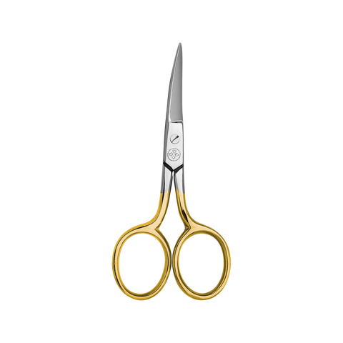 Mundial BC-334 Nail and Cuticle Curved Scissors, 3.5 inches Silver& Gold