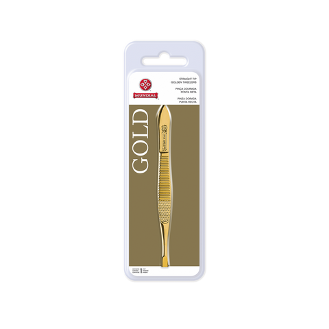 Mundial BC-384 Straight Tip Tweezers Gold