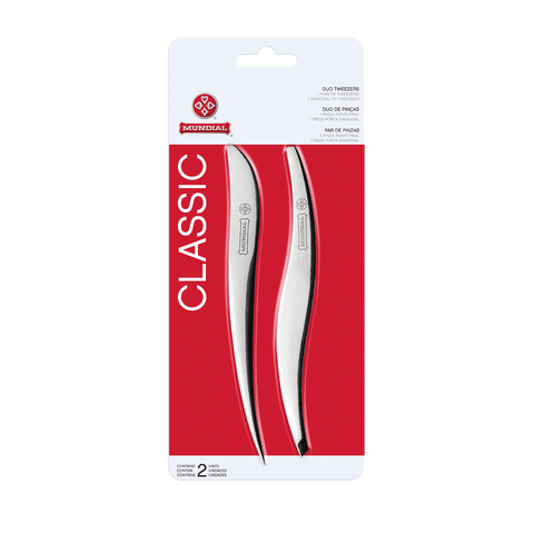 Mundial BC-391 Duo Anatomic Tweezers Set Classic Silver
