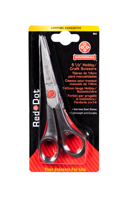 Mundial BP664 Hobby&Craft Scissors Red Dot 5.5 inches Black