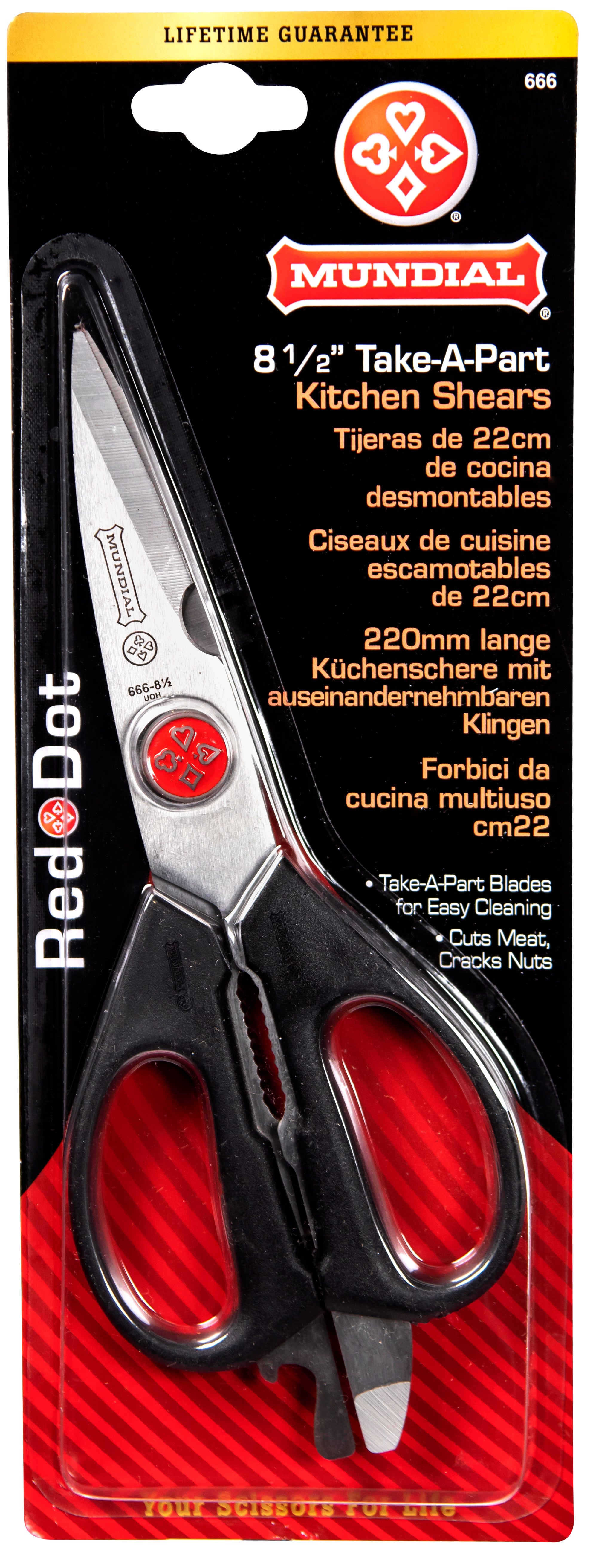 Mundial BP666 Take-a-Part Utility Shears Red Dot 8.5 inches Black