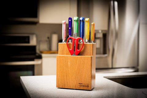 Mundial MC5100-8 Gift Knife Set With Wood Block Colors Series 8 Piece Full Tang Blade