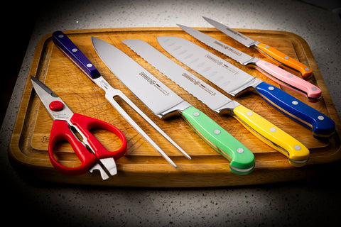Mundial MC5100-8 Gift Knife Set With Wood Block Colors Series 8 Piece Full Tang Blade
