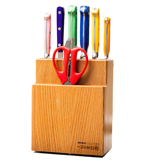 Mundial MC5100-8 Gift Knife Set With Wood Block Colors Series 8 Piece Full Tang Blade