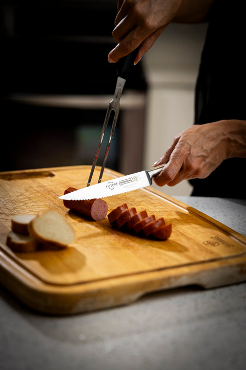 Mundial 4100-7 Knife Set With Wood Block Future Series 7-Piece Silver