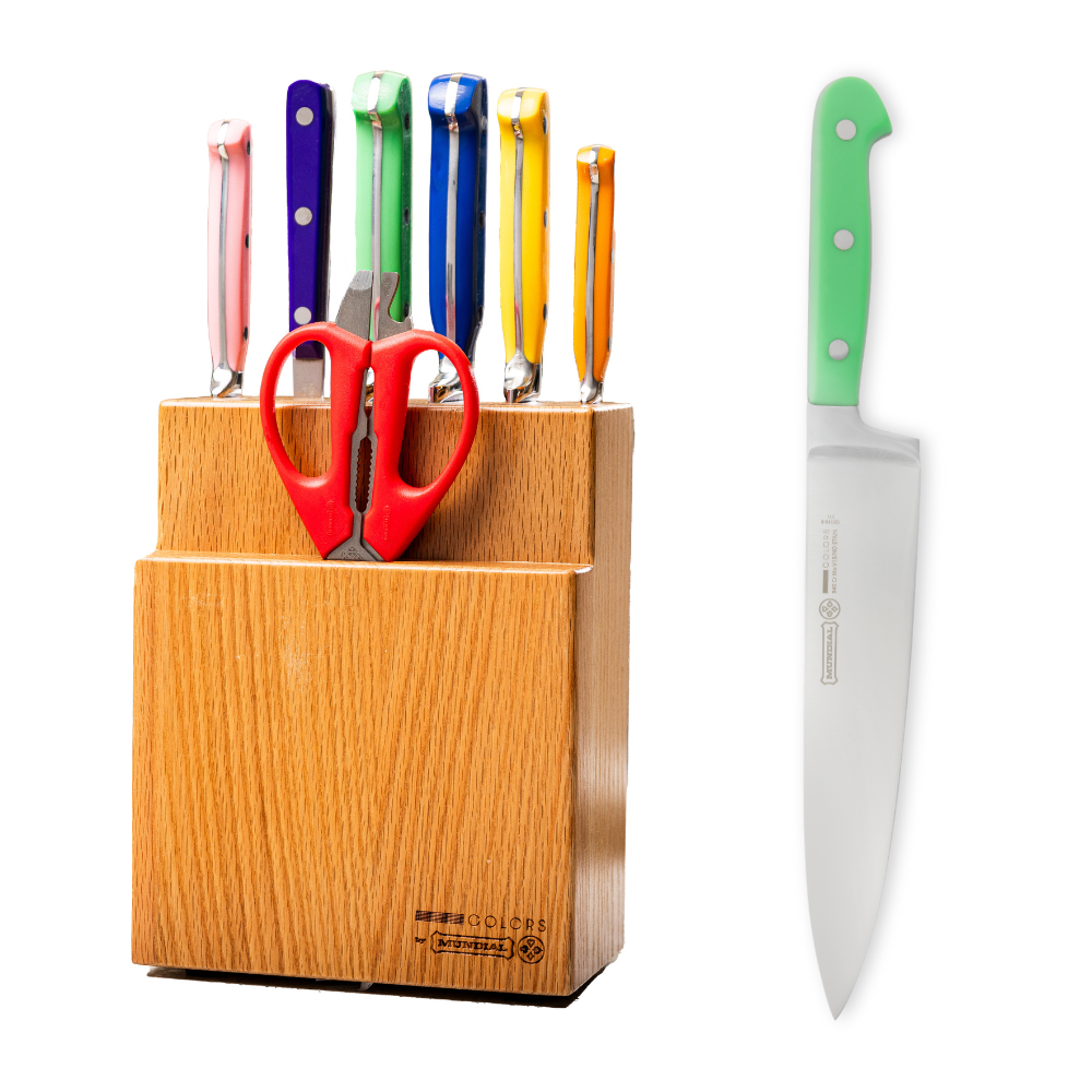 Mundial MC5100-8 Gift Knife Set With Wood Block Colors Series 8