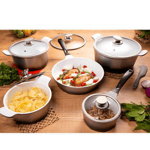 Mundial PA5000-5P Cookware Non-stick Ceramic Coating Pots and Pans Set 10-Piece Aluminum Black