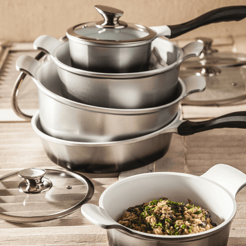 Mundial PA5000-5P Cookware Non-stick Ceramic Coating Pots and Pans Set 10-Piece Aluminum Black