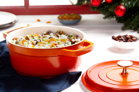 Mundial PA9000-28L Dutch Oven Pot With Lid & Handles 7 Qt. Cast Aluminum Orange