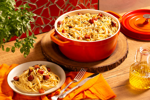 Mundial PA9000-28L Dutch Oven Pot With Lid & Handles 7 Qt. Cast Aluminum Orange