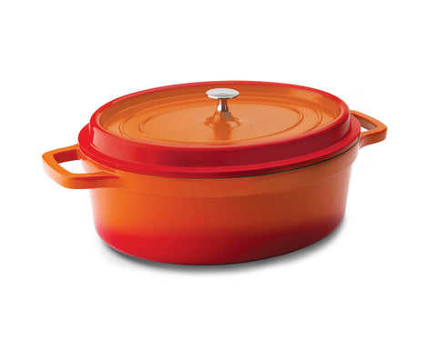 Mundial PA9000-26L Dutch Oven Pot With Lid & Handles 3.7 Qt. Cast Aluminum Orange