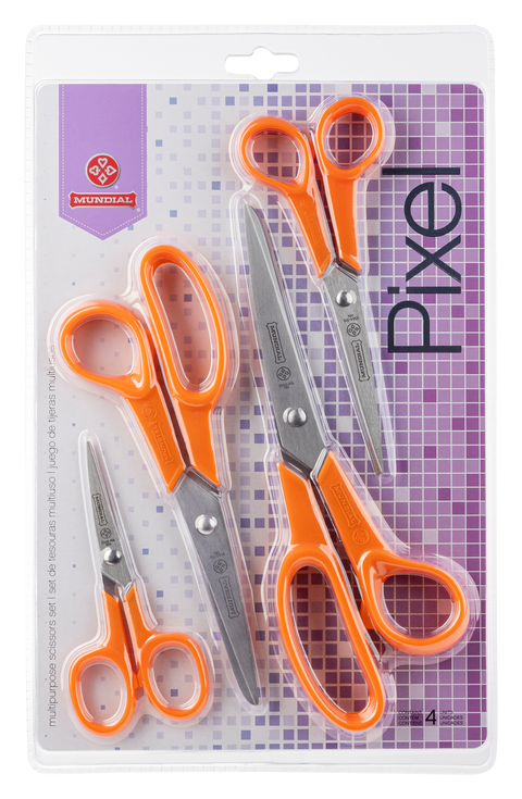 Mundial 3500-4 Multipurpose Scissors Pixel 4-Piece Set Orange