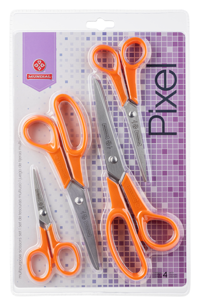 Mundial 3500-4 Multipurpose Scissors Pixel 4-Piece Set Orange