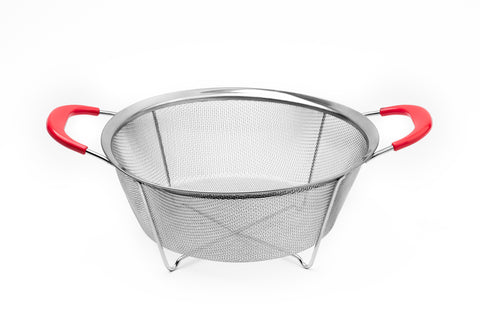Mundial RKT-0025 Colander Strainer With Red Silicone Handles 9.inches