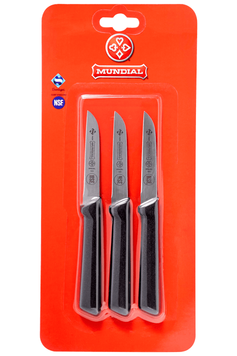 Mundial SC0530-3 Paring Knife Sheep's Foot 5600 Series 3 inches Black Set of 3