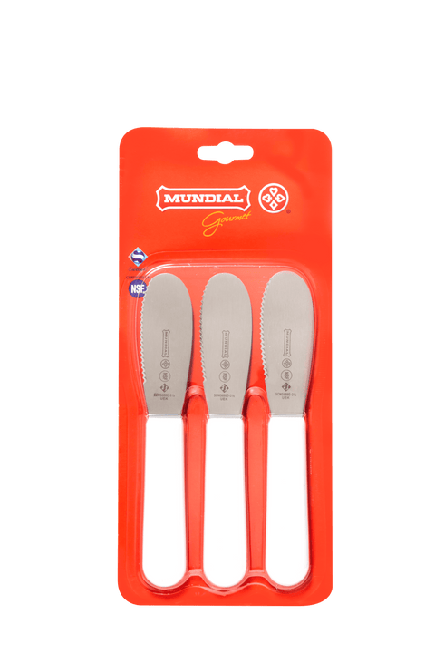 Mundial Sandwich Spreader Serrated Edge 5600 Series White 3.5 inches Set of 3