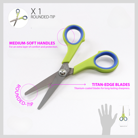 Mundial Magic Green Case with Rounded Tip Scissor  | 10-Piece Craft Set